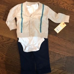 Cherokee sweater vest / onesie pant set